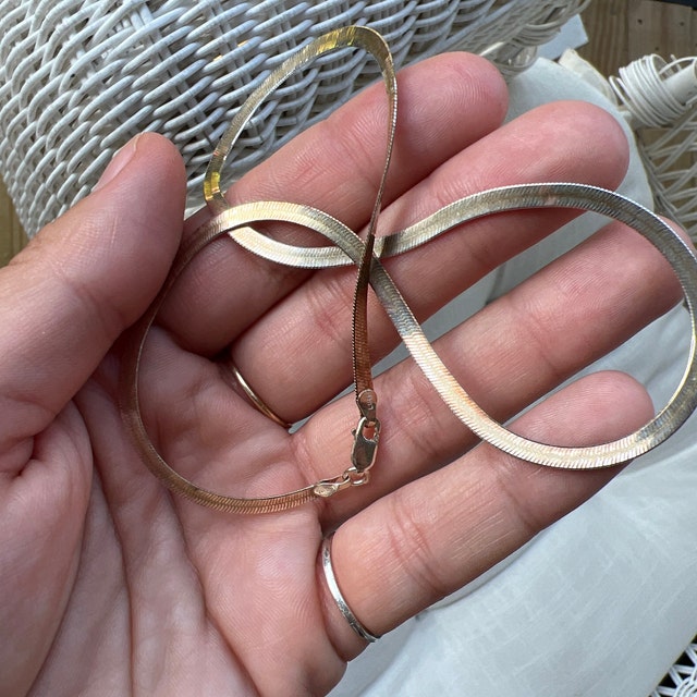 925 Sterling Silver Herringbone Necklace, Flex Layering 925 Sterling Silver Herringbone Necklace, Flex Layering