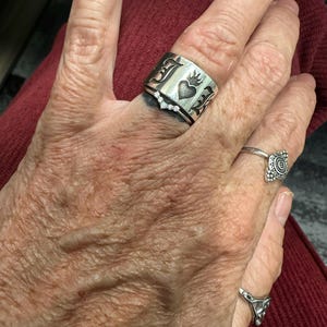 Sacred Hearts Ring, Customisable Initials Ring, Alternative Wedding Ring, Memento Mori, Thick Silver Ring