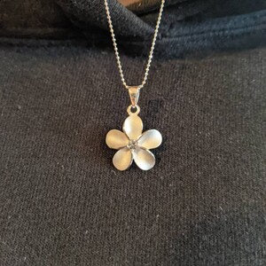 Hawaiian 15mm Plumeria Flower Cubic Zirconia Bracelet in Solid .925 Hawaiian 15mm Plumeria Flower Cubic Zirconia Bracelet in Solid .925