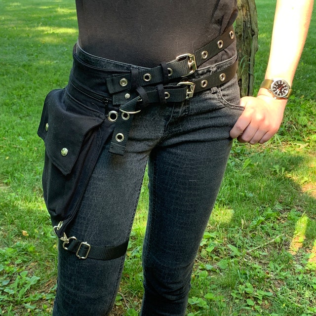 Utility Belt With REMOVABLE Leg Strap on the Thigh and Belt Buckle Plus Sizes Also Festival Belt Holster Bag Waist Pockets Hip Purse Etsy Canada