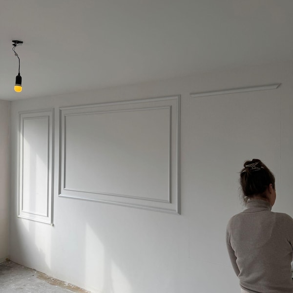 Wall Molding Kit, Flat Wall Trim, Pre-cut Primed Wall Moulding Package ...