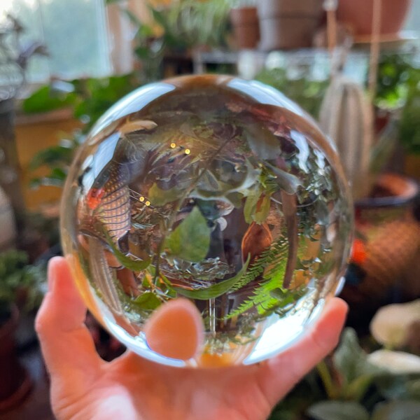 SPHERE & WOODEN STAND Large Gazing Crystal, Magic Scrying Orb ...