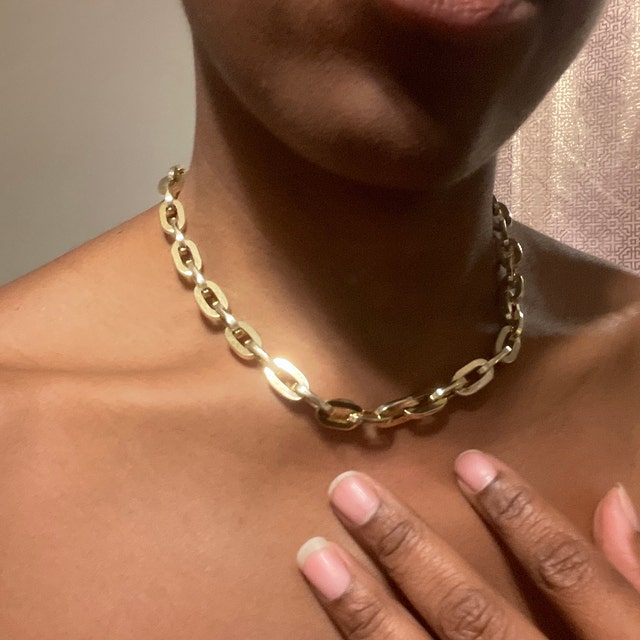 14k Gold Thick Chain Link Necklace | 9-10mm Thick Chunky 14k Gold Thick Chain Link Necklace | 9-10mm Thick Chunky