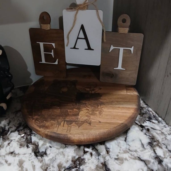 Rustic EAT Wall Decor - Cutting Board Shaped EAT Wall Hanging ...