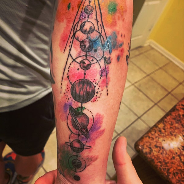 Geometric Solar System Tattoo Design and Stencil - Instant Digital ...