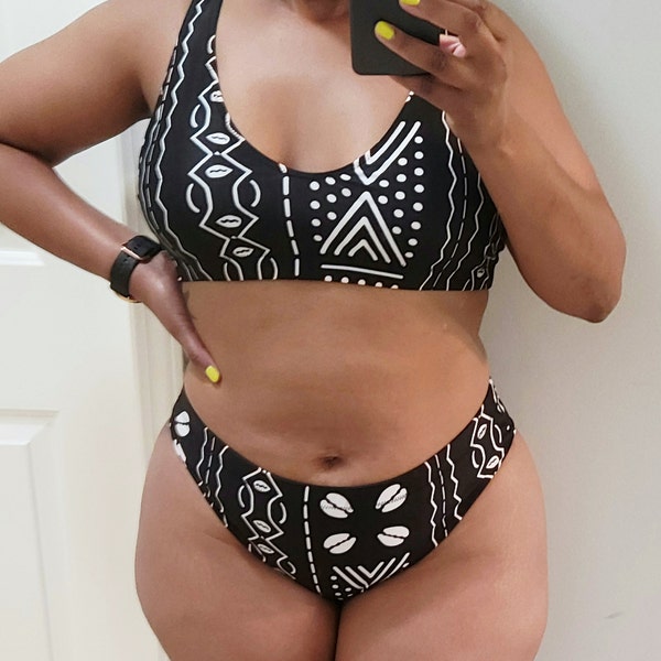 Sexy backless bikinis African Print Swimsuits High Waist Bathing Suit Halter
