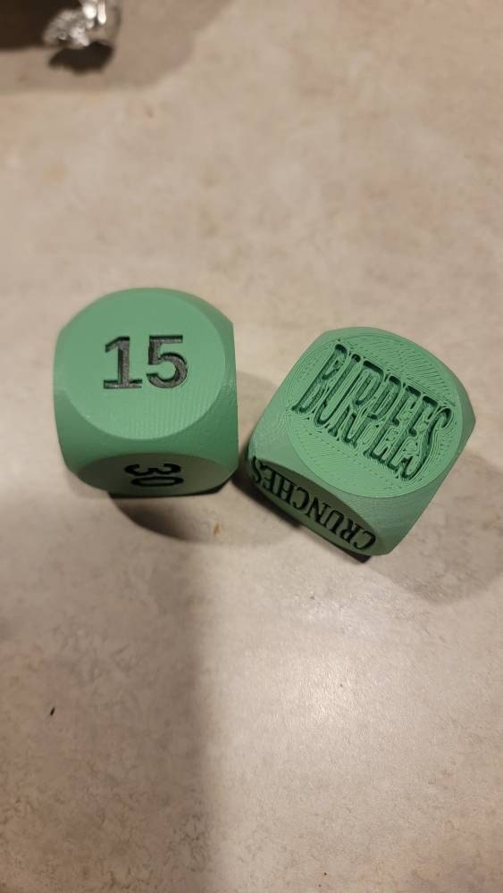 Exersize Workout Dice | Set of 2 Unique Large 1.4&quot; dice | Excersize and Quantity