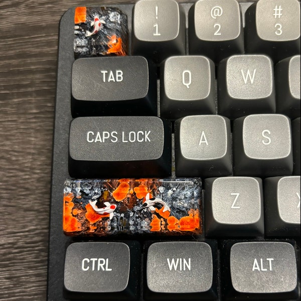 Black Orange Koi Artisan Keycap, Custom Keycaps, Koi Fish Resin Keycap ...