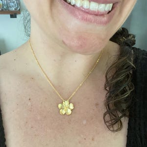 GOLD FLOWER NECKLACE Cherry Blossom Charm Pendant, Matte
