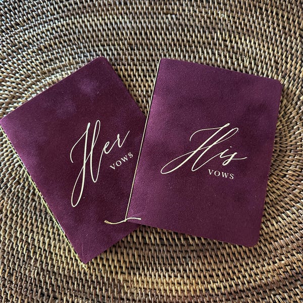 Wine Velvet Vow Books With Gold or Silver Foil for