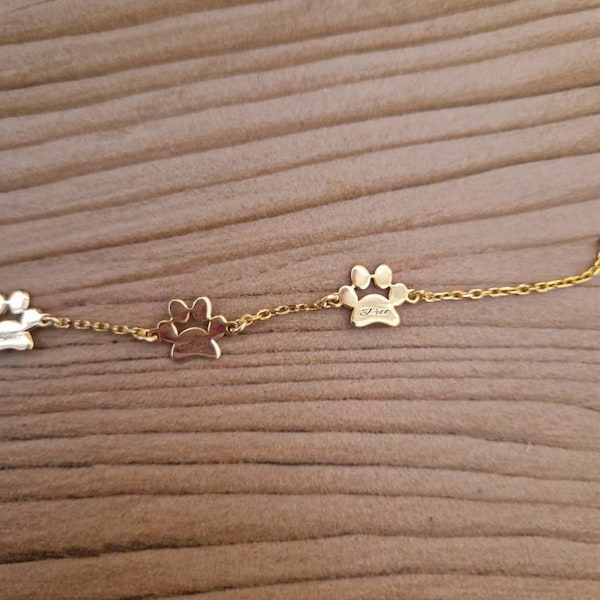 Sterling Silver Paw Print Bracelet Personalized Dog Paw Bracelet Gold ...