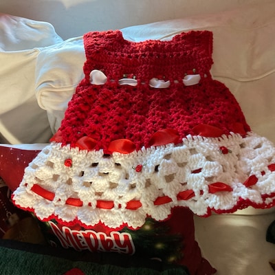 Crochet Christmas Baby Dress PATTERN ONLY Instant Download PDF 0-3, 3-6 ...
