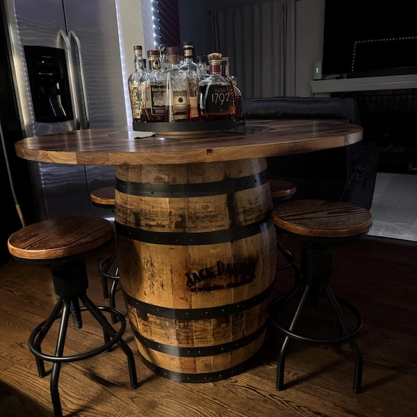 Rustic Whiskey Barrel Table & Chair Set - Etsy
