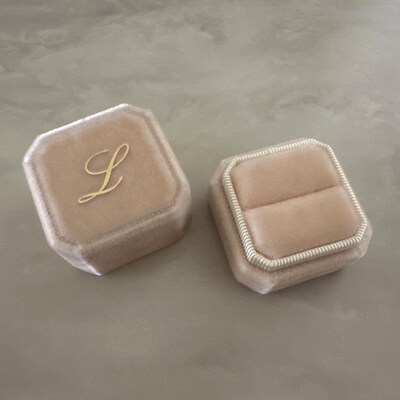 Three Ring Box for Wedding Ceremony Mauve Velvet Ring Box 3 - Etsy