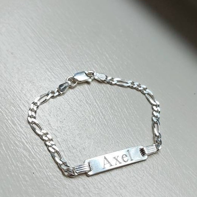 14k Gold Over 925 Sterling Silver Figaro Link Childrens ID Bracelet