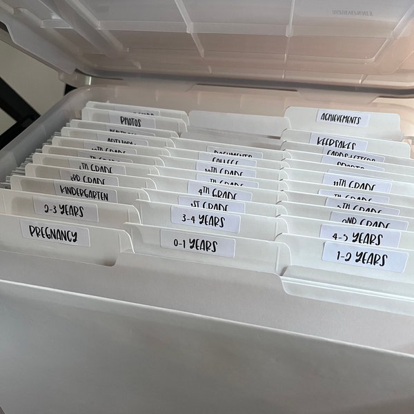 Milestone Tote File Labels ONLY . Baby Memory Box Labels . File Box ...