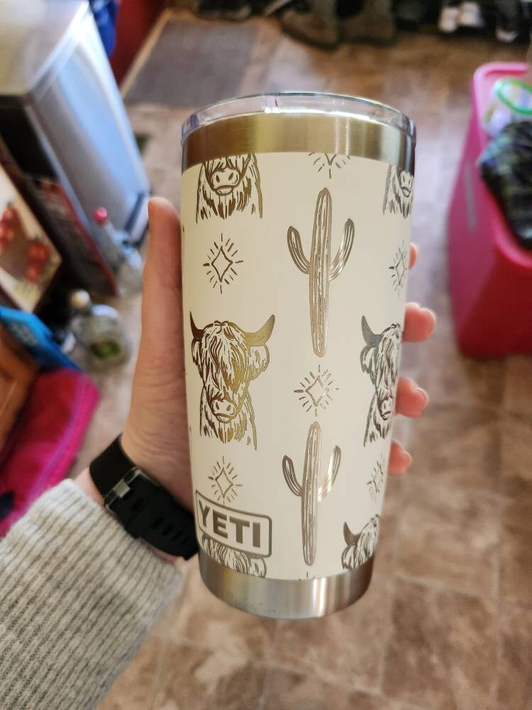 20oz - 360 Highland Cow engraved YETI tumbler