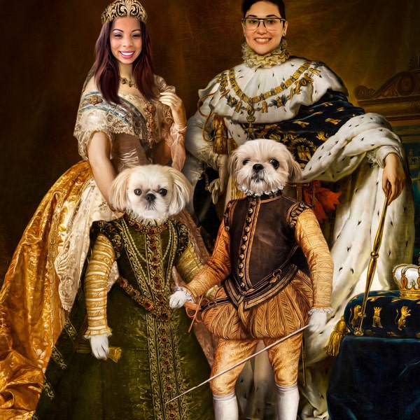 Custom Renaissance Royal Portrait, Family, Pet King and Queen - Etsy