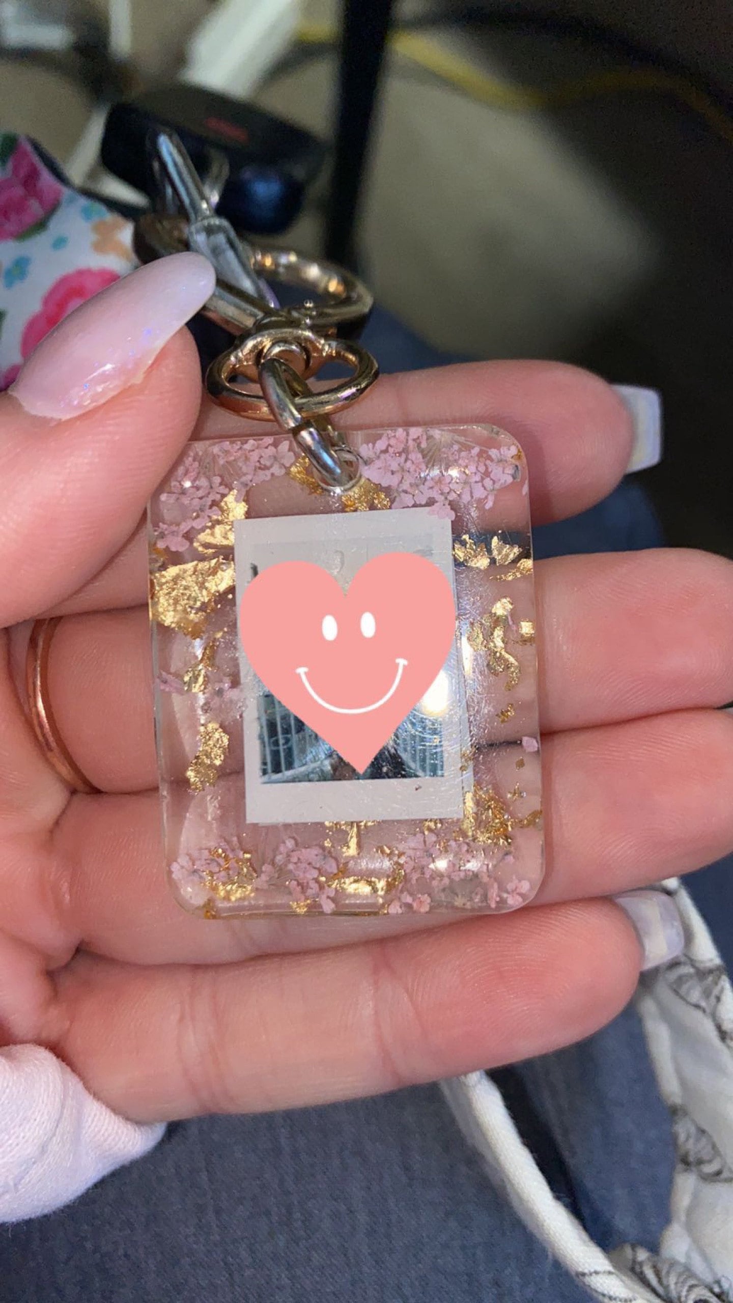 Personalized Photo Gold Keychain, Customize W/Your Photo,  Resin Photo Keychain, Personalized, Anniversary Gift, Photo Keychains, Pets