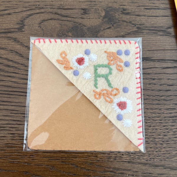 Personalized Hand Embroidered Corner Bookmark Summer and Winter Set of ...