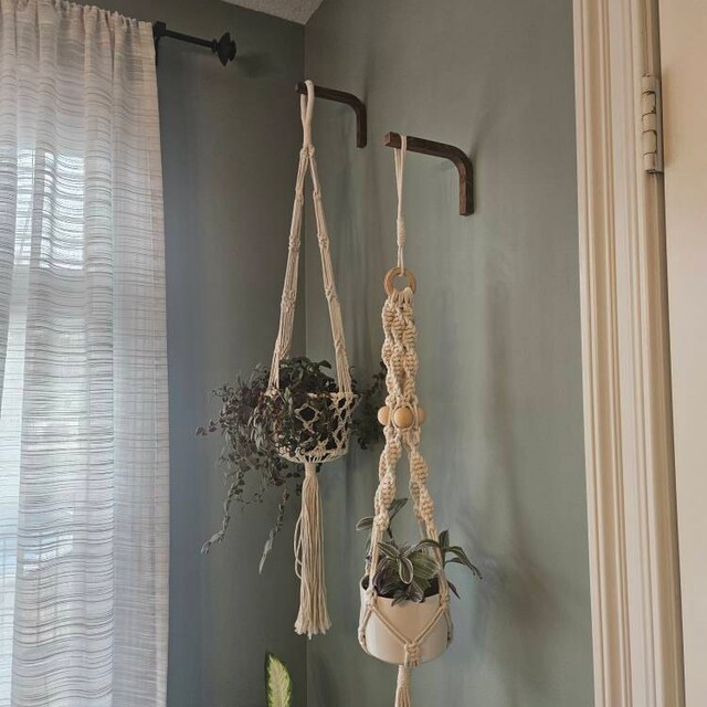 Crochet Mural En Bois En Forme De L Pour Suspendre Des Plantes - Support Pour Pots De Fleurs, Balcon, Salon, Décoration Intérieure/Extérieure