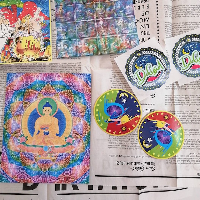 ブロッターアート 仏陀 オーム サイケデリック Psychedelic Blotter Art // ॐॐ BUDDHA XX ॐॐ // 500 Hits 21.5 Cm