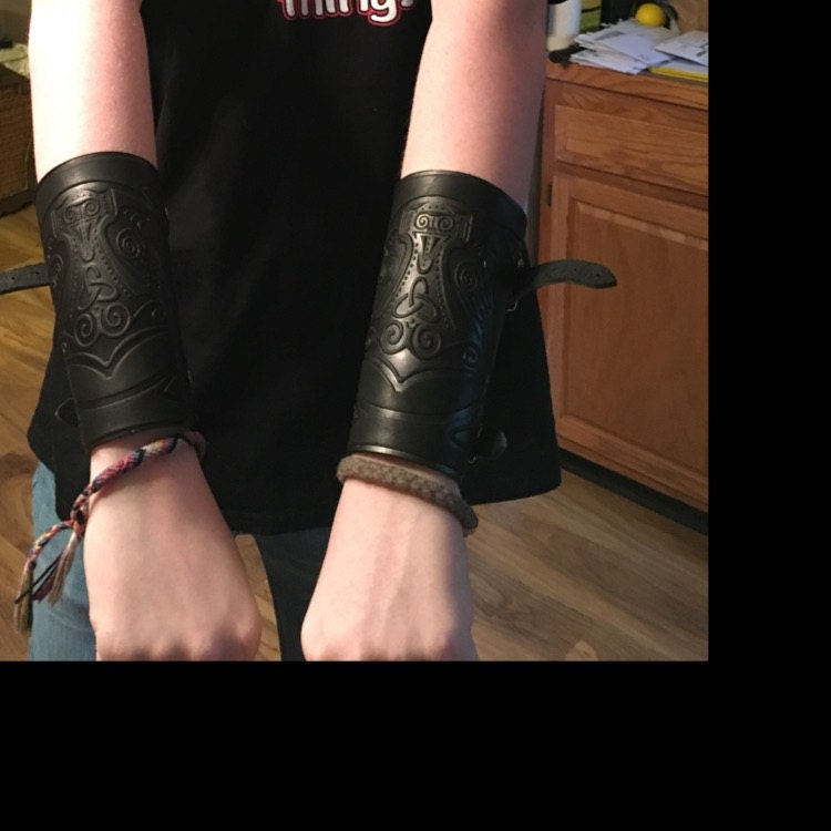Leather Cuff Archery Arm Guards Bracers Armor Thor's Etsy