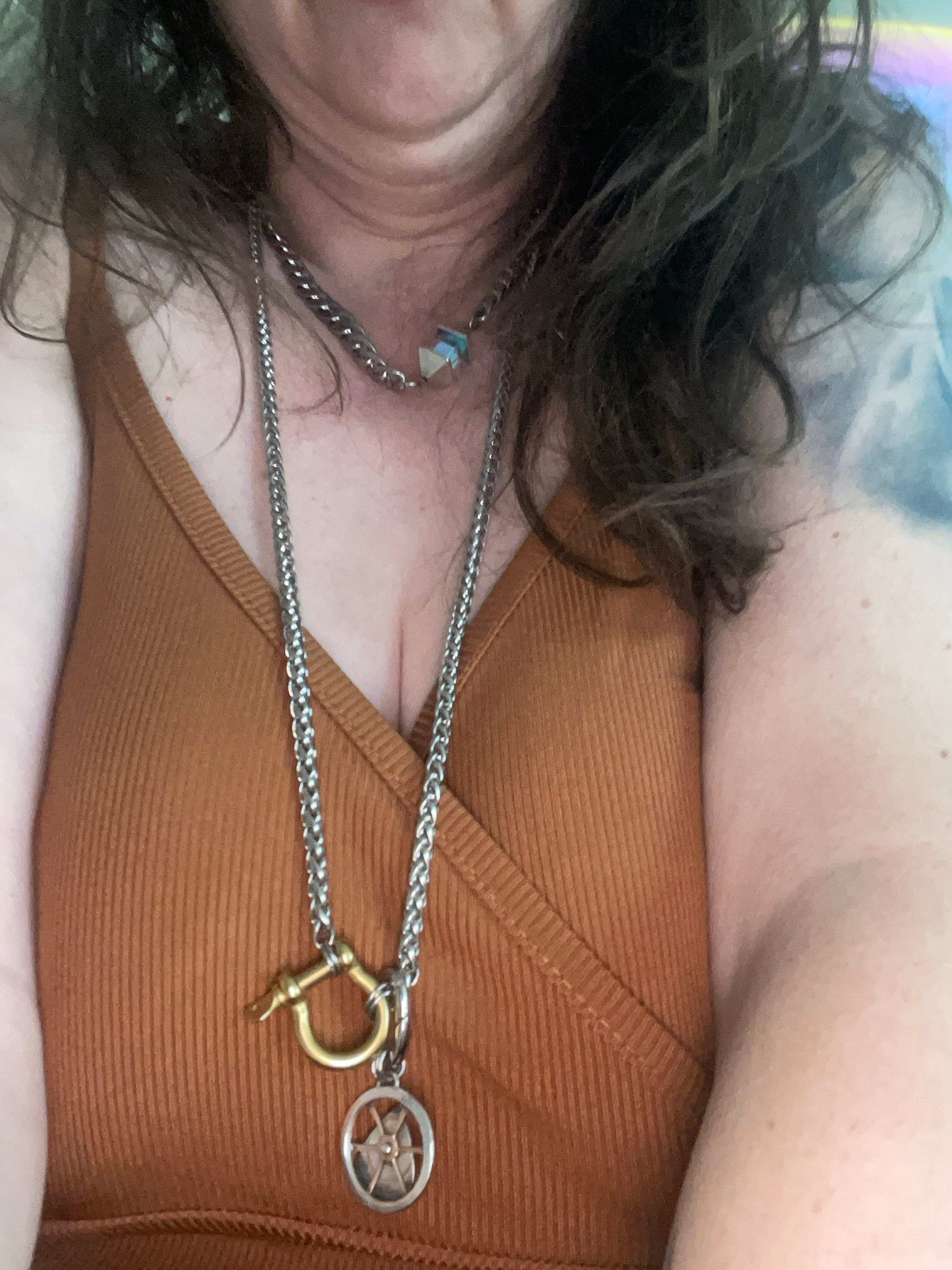 Horseshoe Shackle Stainless Steel Necklace - Chunky Choker Necklace - Bold Necklace - Punk Jewelry - Statement Piece - Carabiner Necklace