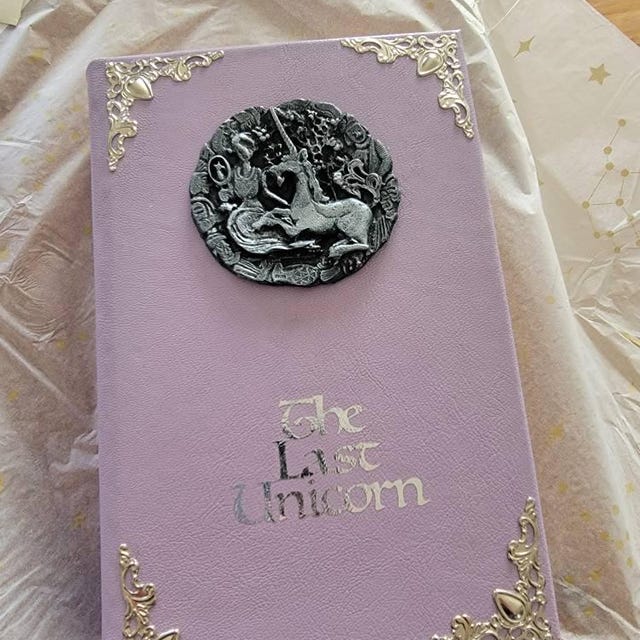 NEW! the Last Unicorn Book- Leatherbound-antique-lilac Wood