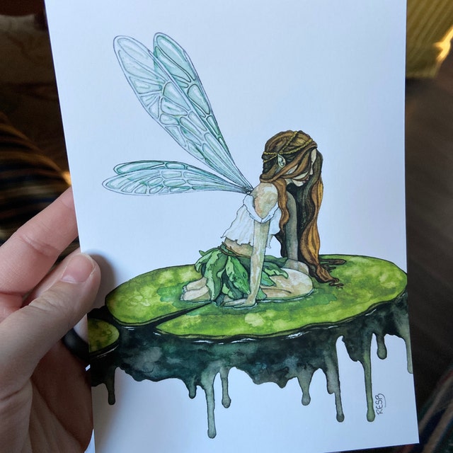 水彩画の妖精の絵画、水彩画、妖精のプリント、妖精の絵画、妖精の