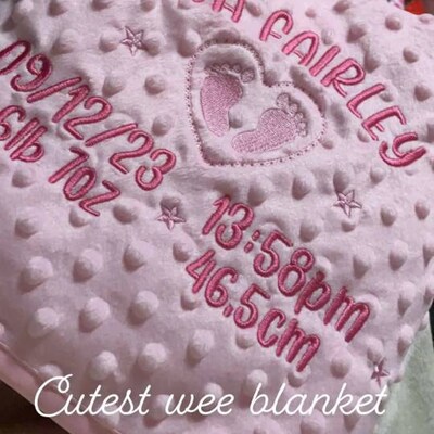 Personalised Embroidered Soft Baby Blanket With Name, Beautiful Script ...