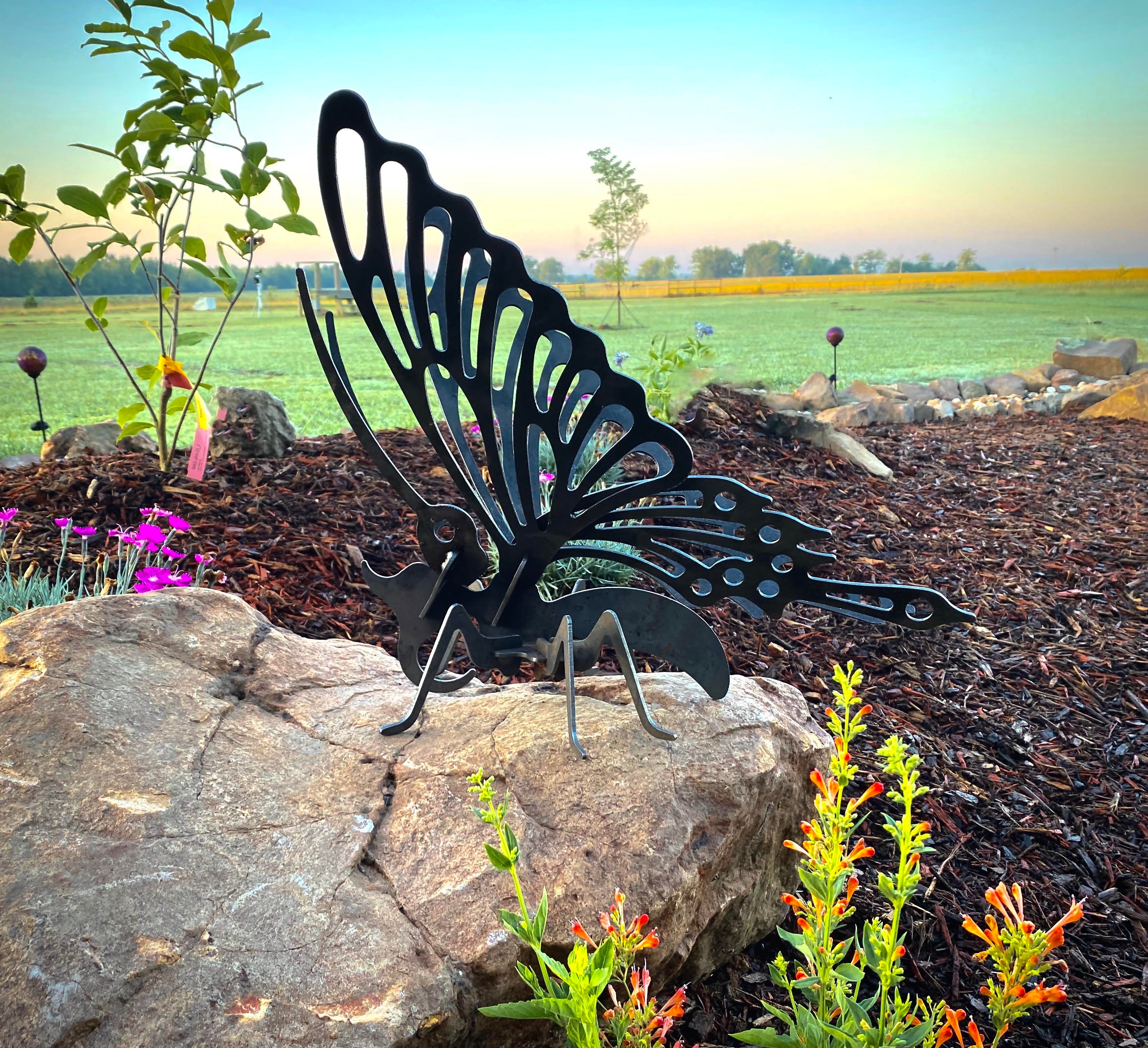 Butterfly Garden Art, Outdoor Yard Art, Garden Art, Garden Sculpture, Metal Butterfly, Butterfly