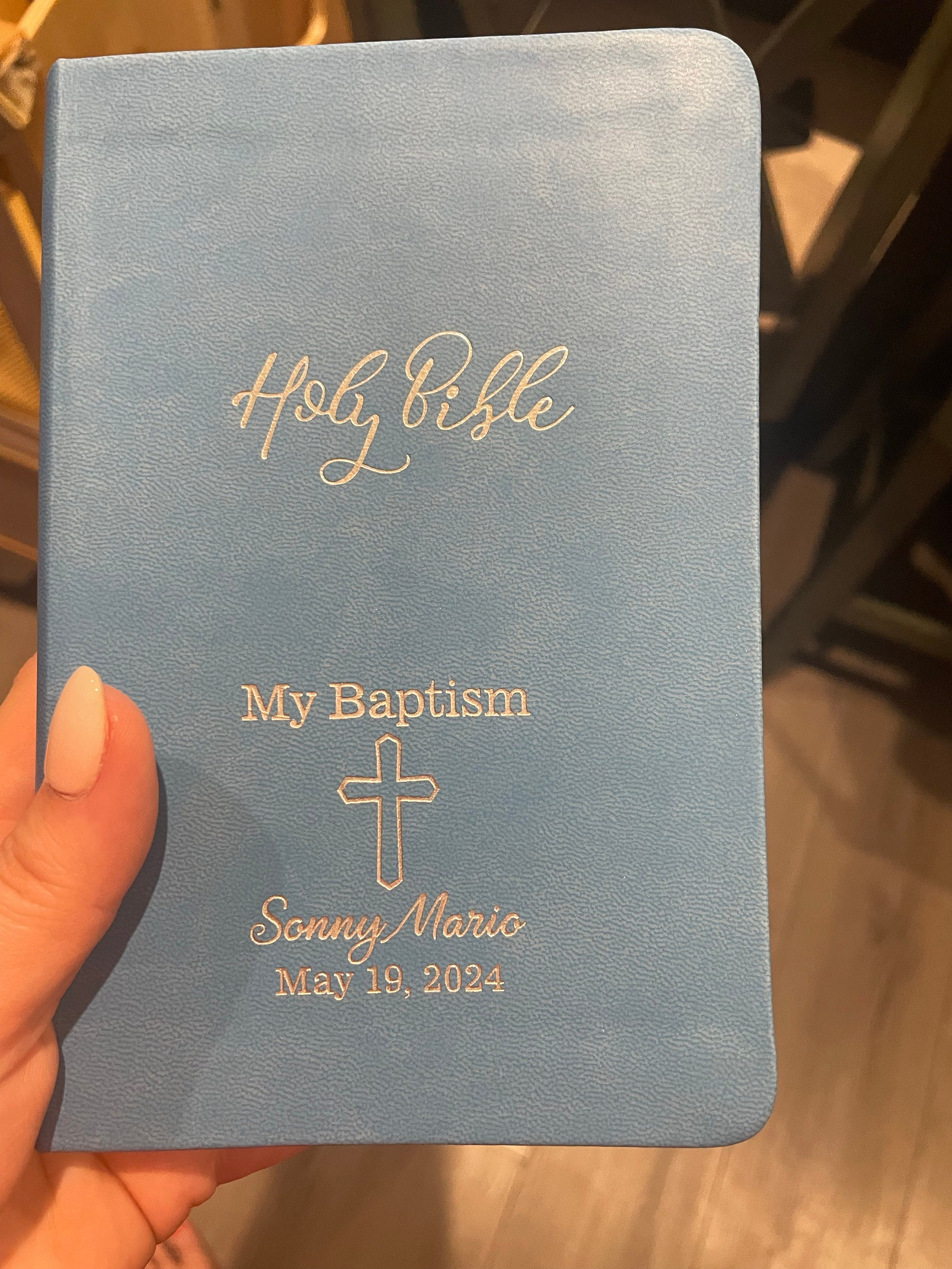 Personalized Baptism Bible – Religious Gift for Faith Milestone – KJV Bible - Keepsake For Baby - Children's Bible - Choose Pink Or Blue