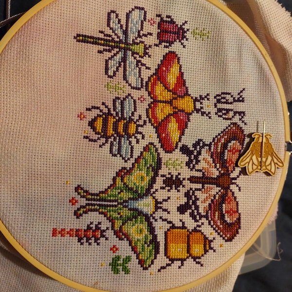 Spring Insects Cross Stitch Pattern, Bugs, Butterflies, Rosy Maple Moth ...