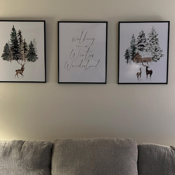 Christmas Set of 3 Prints Printable Wall Art Winter Wonderland Decor ...