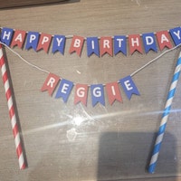 Rainbow Cake Bunting Cake Topper Personalised - Etsy UK