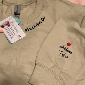 Personalized Embroidered Neck Mama Sweatshirt With Children's Names on ...