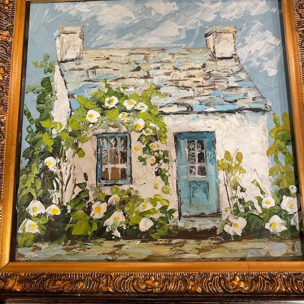 Irish Cottage Painting Original Art Impasto Oil Cottagecore Artwork ...