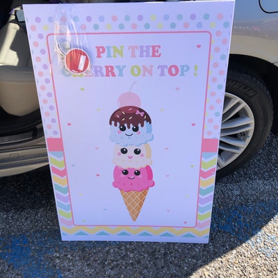 Ice Cream Party Game, Pin the Cherry on Top of Ice Cream, Birthday ...