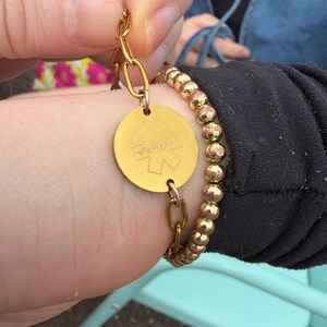 Medical Alert ID Bracelet Women, Custom Engraved, Waterproof