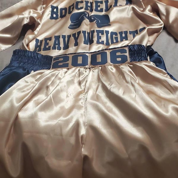 Boxing Robe Cursive Personalized Satin Boxing Robe and Shorts Set - USA Made - Etsy