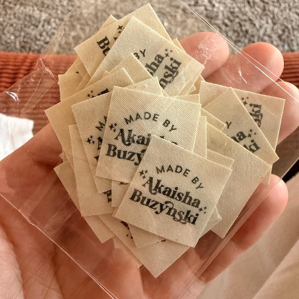 Elegant Thread Sewing Labels With Personalized Signature, on 100% ...
