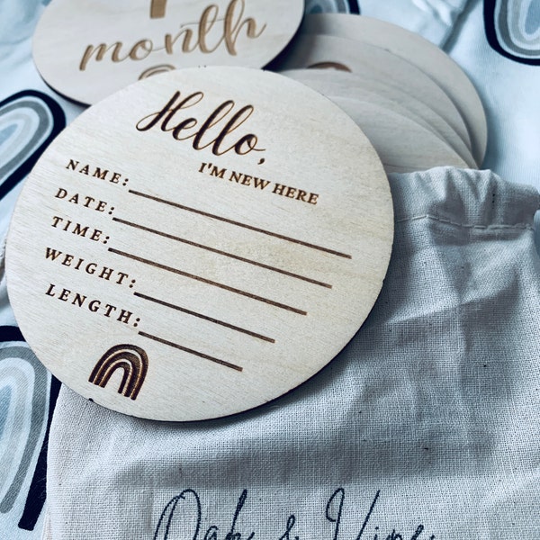 Wooden Monthly Milestone Discs for Baby Photos | Month Photo Props ...
