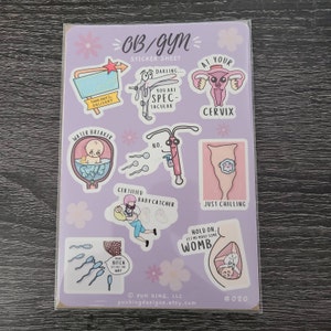 OB/GYN Pun Stickers Pediatrician, Gynecologist, Obstetrician Water ...