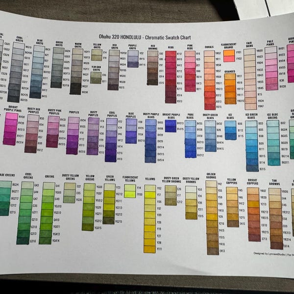 320 Color Chart Ohuhu 320 Honolulu Marker Swatch Chart: New Code, Chromatic Color ...