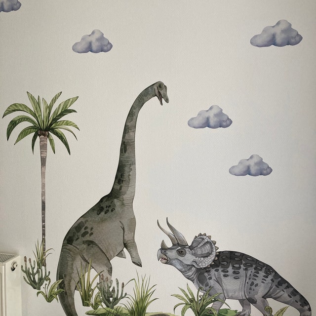Décalcomanie murale dinosaure pour enfants, Jurassic Park, autocollant  mural dinosaures Stegosaurus, Parasaurolophus, Diplodocus, Ptérodactyle,  Autocollant Dino -  France