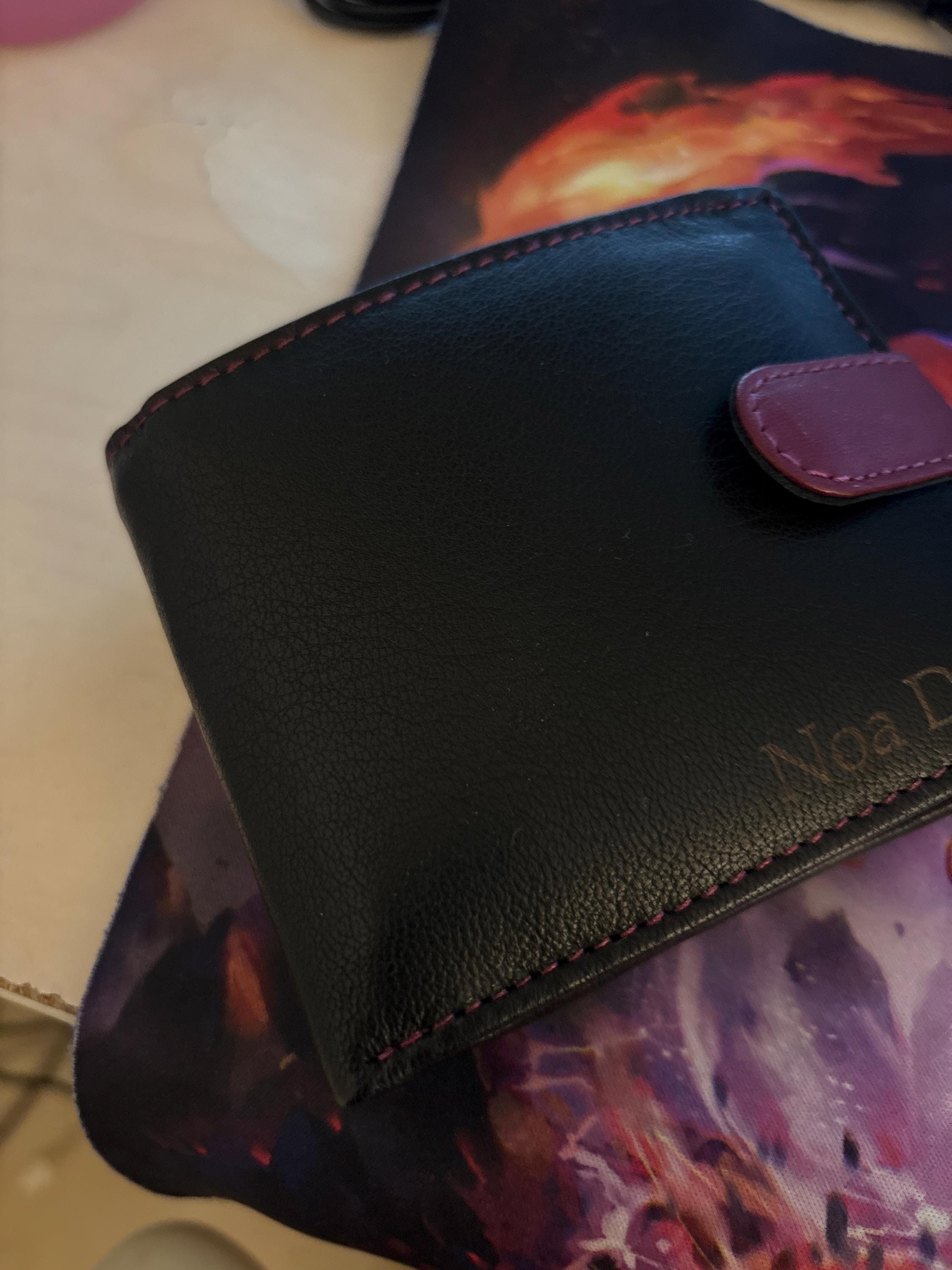 Personalised Engraved Men&#39;s Wallet, Genuine Soft Black Leather Wallet, Personalized Gift for Him, Boyfriend, Husband, Dad, Christmas Gift