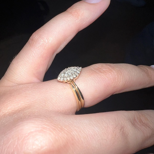 Crossover Triple Ring 14K Gold Pave Diamond Rolling Ring Gold Triple ...