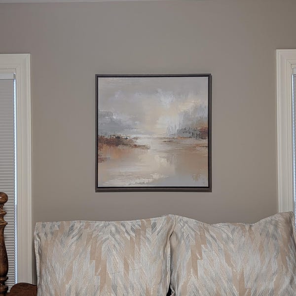 Neutral Abstract Landscape Canvas Wall Art Soft Beige Gray Painting ...