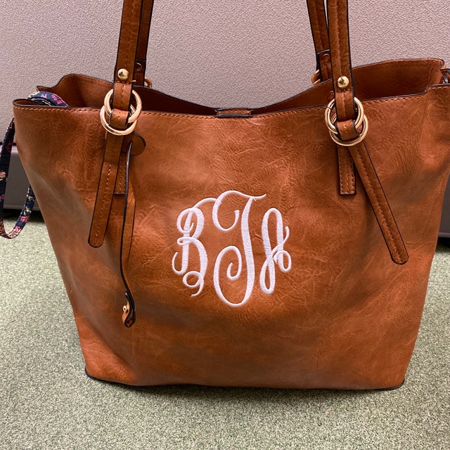 Leather bag with initials cheap
